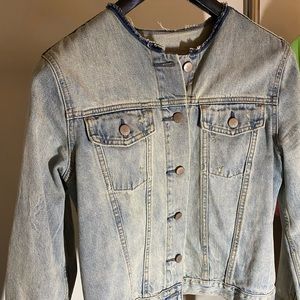 Collarless GAP Acid Wash Jean Jacket